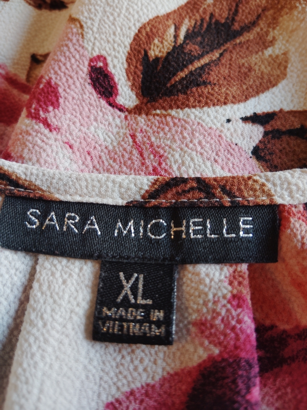Sara Michelle XL Floral Peasant Blouse Boho Balloon Sleeve Elastic Hem EUC - Picture 6 of 6